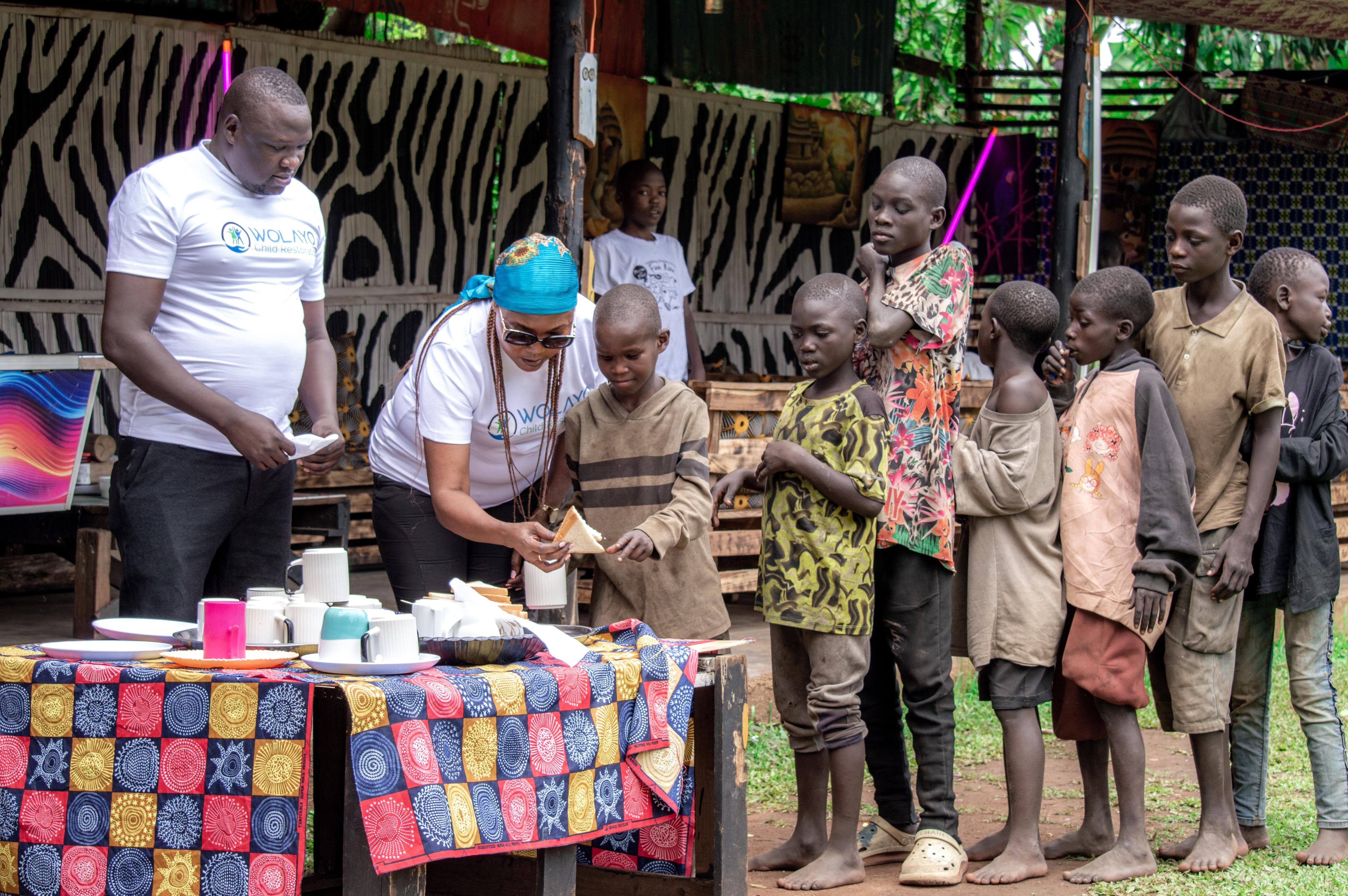 Decorated community space where Wolayo hosts gatherings and programs.
